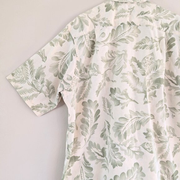 Vintage Nautica Men's Linen Blend Hawaiian Shirt Botanical‎ Tropical Vacation XL - Picture 11 of 14